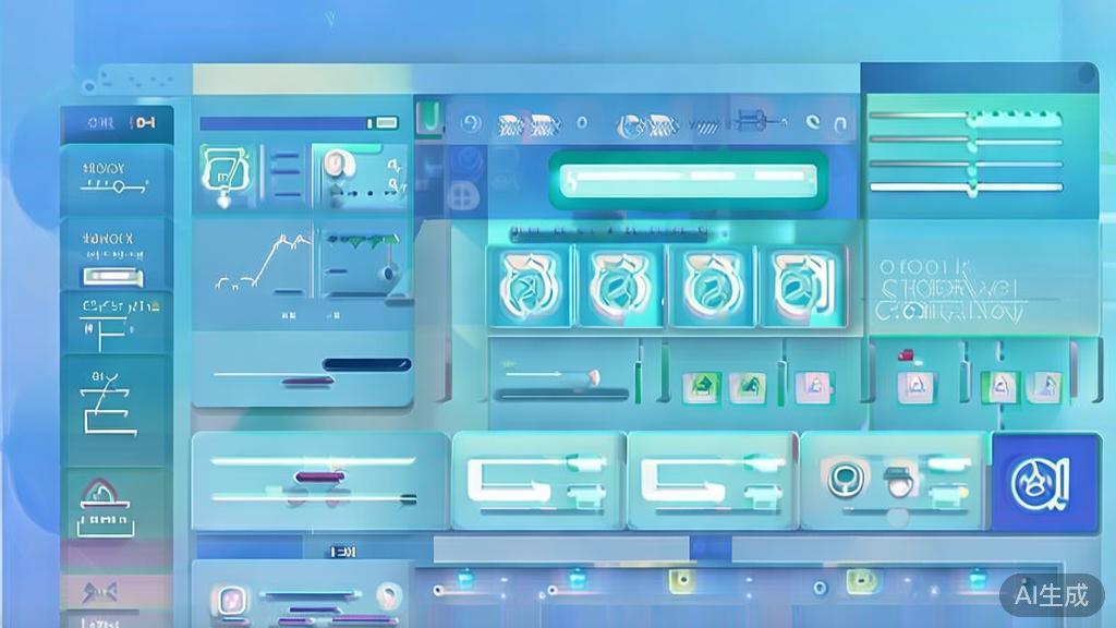 Flat vector illustration of user interface design, dashboard style, soft blue gradient