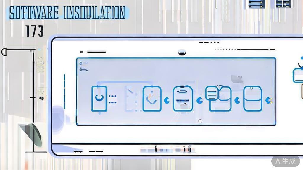 "High-quality business illustration regarding software installation process, minimal flat design"
