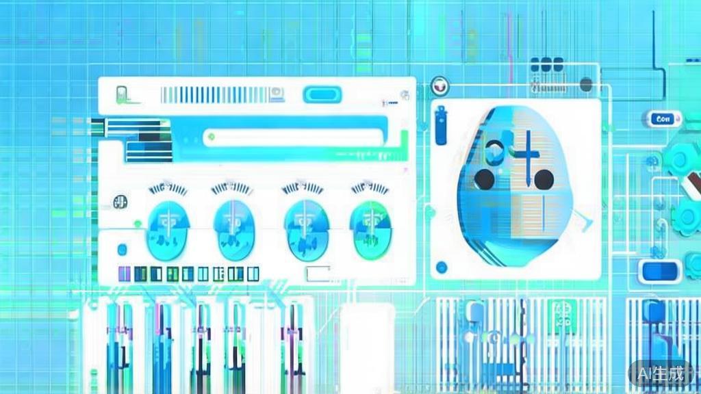 Flat vector illustration of AI drawing features, dashboard style, soft blue gradient
