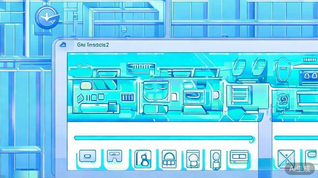 Flat vector illustration of the new features of Gptimage2, dashboard style, soft blue gradient