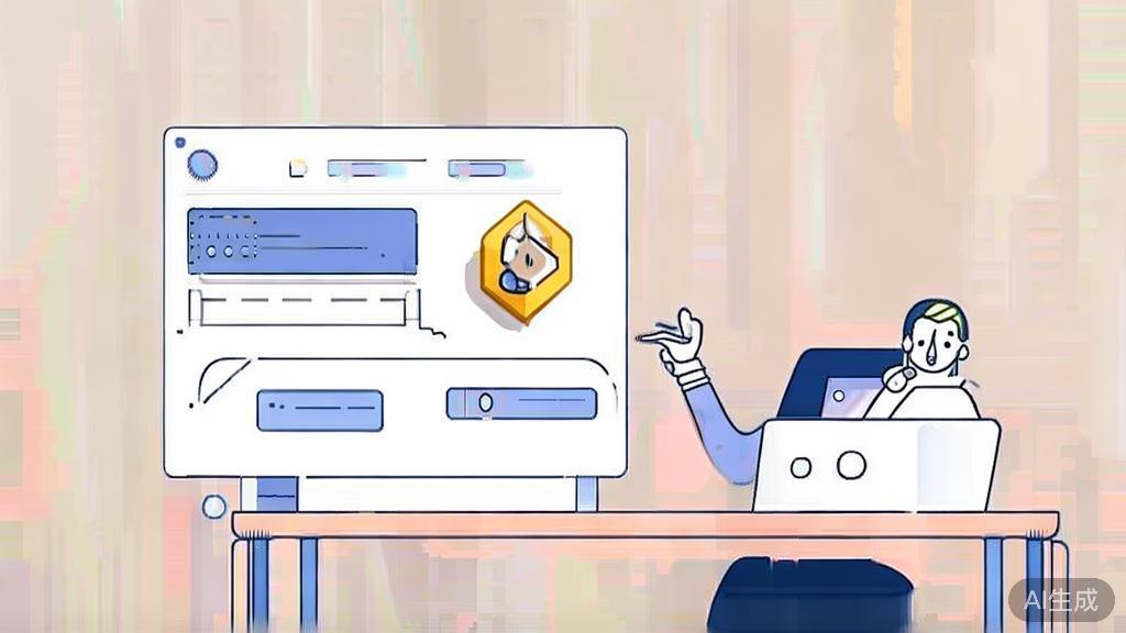 Illustration showing a student receiving feedback on a paper from ChatGPT, minimal flat design