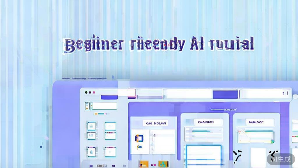 Flat vector illustration of AI tutorial for beginners, dashboard style, soft blue gradient
