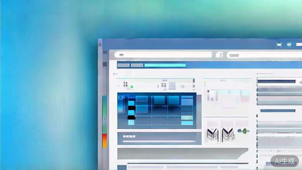 Flat vector illustration of Photoshop interface, dashboard style, soft blue gradient