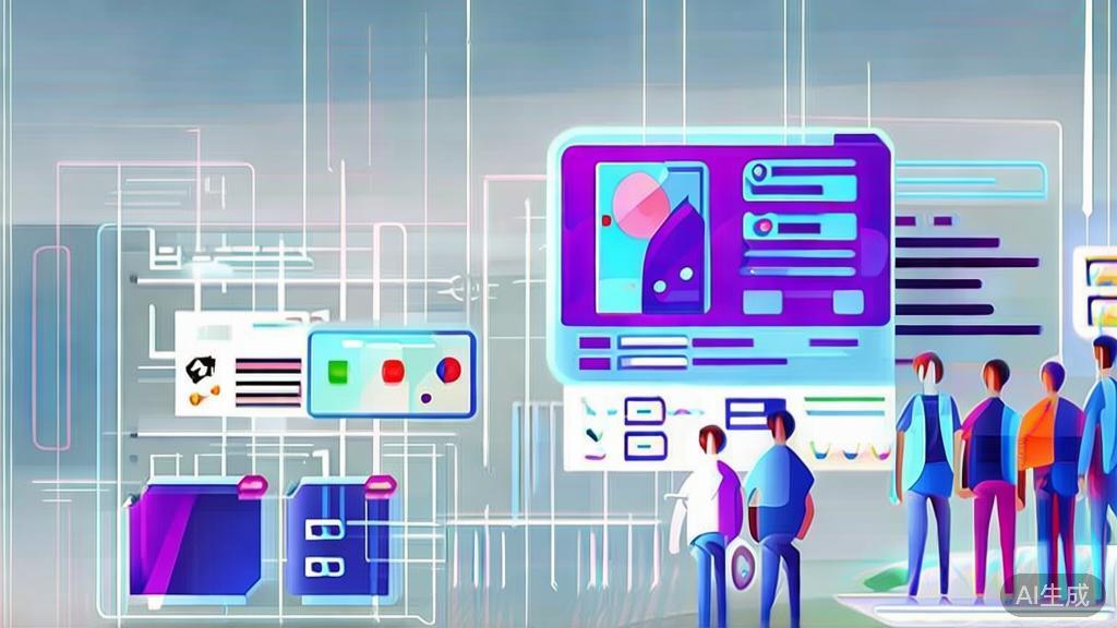 High-quality business illustration regarding the future of image generation tools, minimal flat design