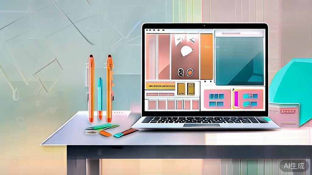 High-quality business illustration regarding graphic design tools, minimal flat design
