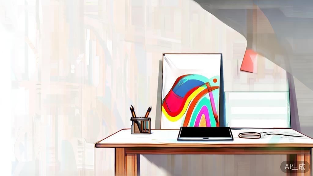 High-quality illustration of a creative workspace, minimal flat design