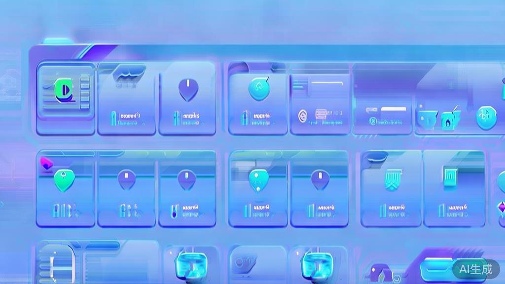 Flat vector illustration of ChatGPT features in a dashboard style, soft blue gradient