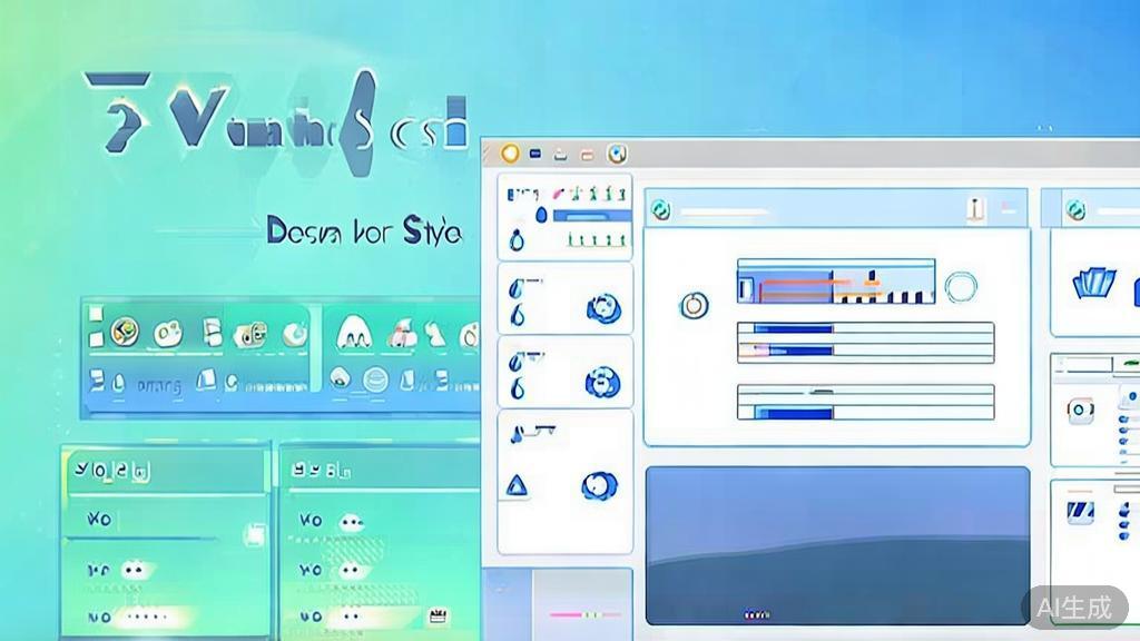 Flat vector illustration of Canva design interface, dashboard style, soft blue gradient