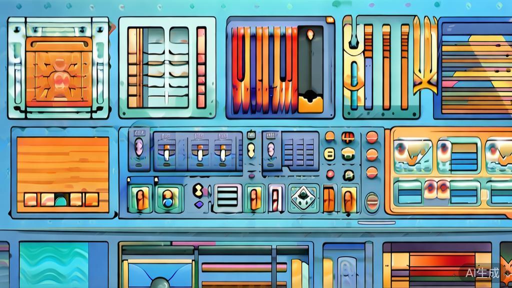 Flat vector illustration of diverse art styles, dashboard style, soft blue gradient