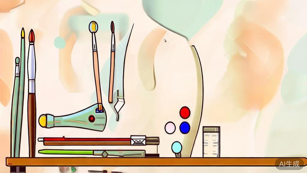 High-quality illustration showing traditional painting tools, minimal flat design