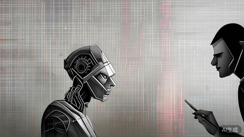 High-quality business illustration regarding the challenges of AI in art, minimal flat design