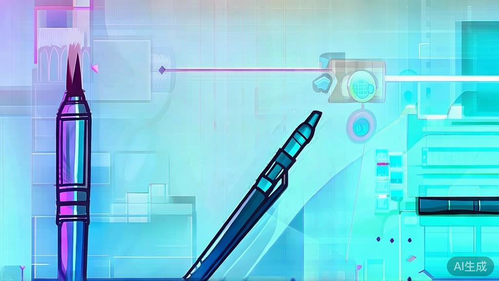 Flat vector illustration of digital drawing tools, dashboard style, soft blue gradient