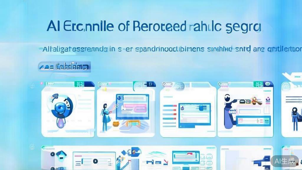 "Flat vector illustration of educational applications of AI-generated images in online learning, dashboard style, soft blue gradient"