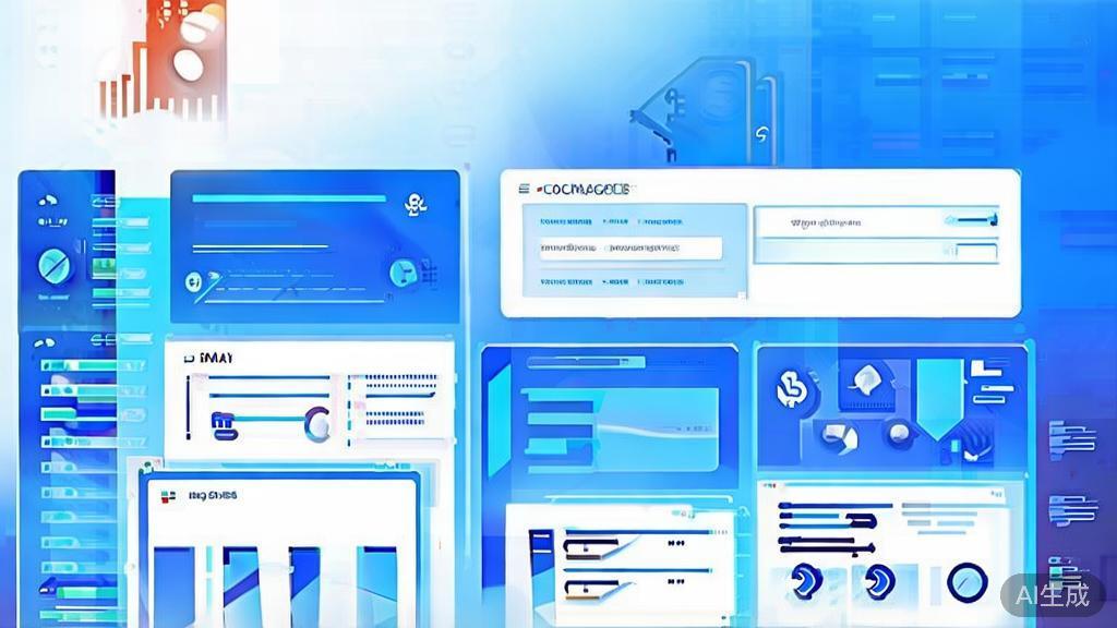 Flat vector illustration of digital commerce with GPT Image 2.0, dashboard style, soft blue gradient