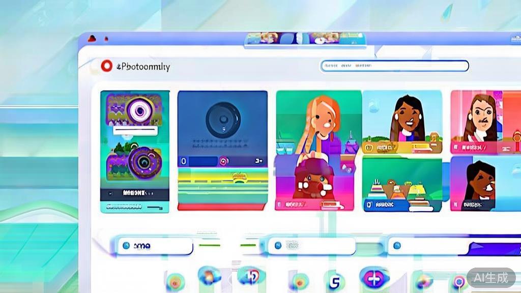 Flat vector illustration of a photography community, dashboard style, soft blue gradient