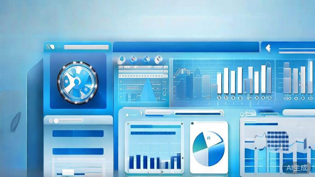 Flat vector illustration of data analysis, dashboard style, soft blue gradient