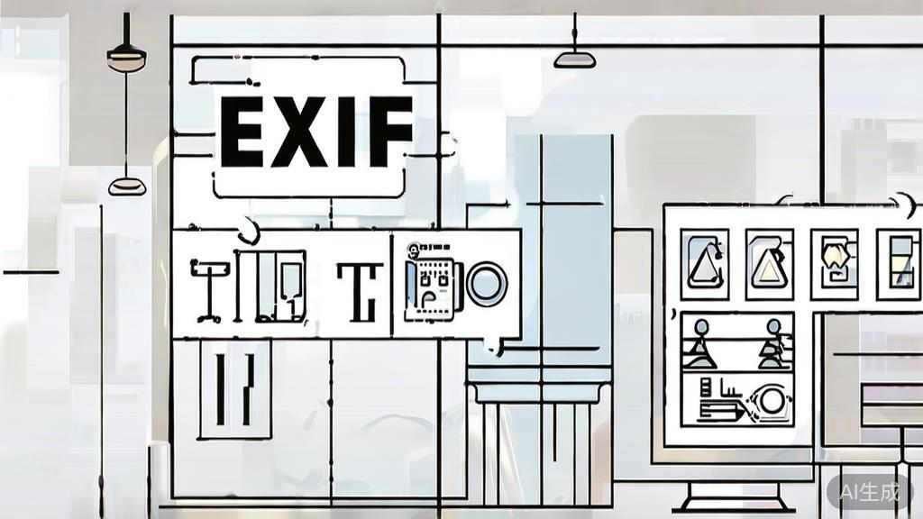 High-quality business illustration showing example of EXIF field meanings, minimal flat design