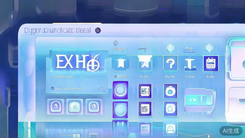 Flat vector illustration of future EXIF data applications, dashboard style, soft blue gradient