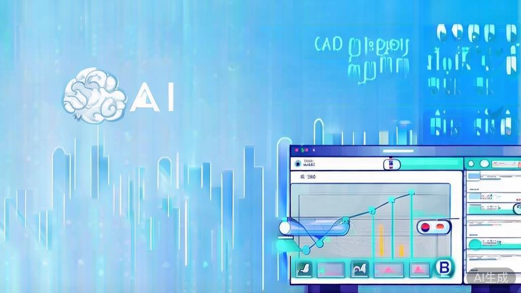 Flat vector illustration of successful AI application in marketing, dashboard style, soft blue gradient