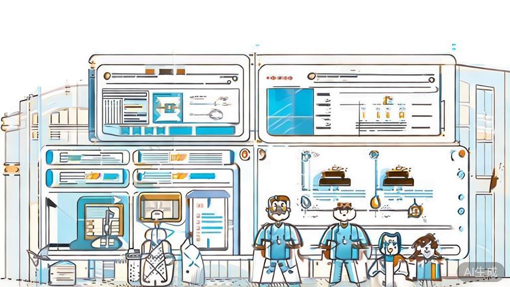 High-quality business illustration regarding AI applications in healthcare, minimal flat design