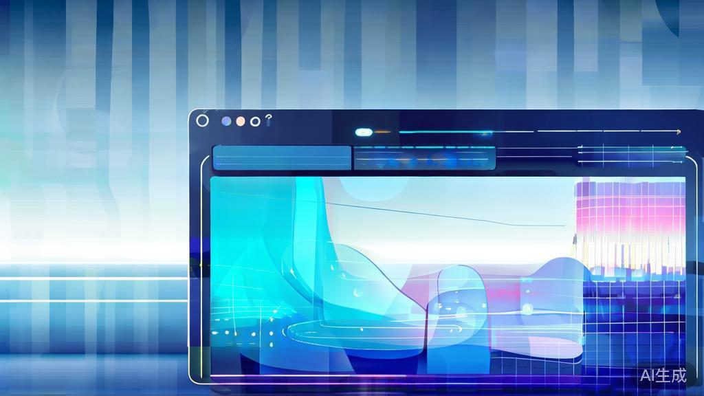Flat vector illustration of AI-generated artwork, dashboard style, soft blue gradient