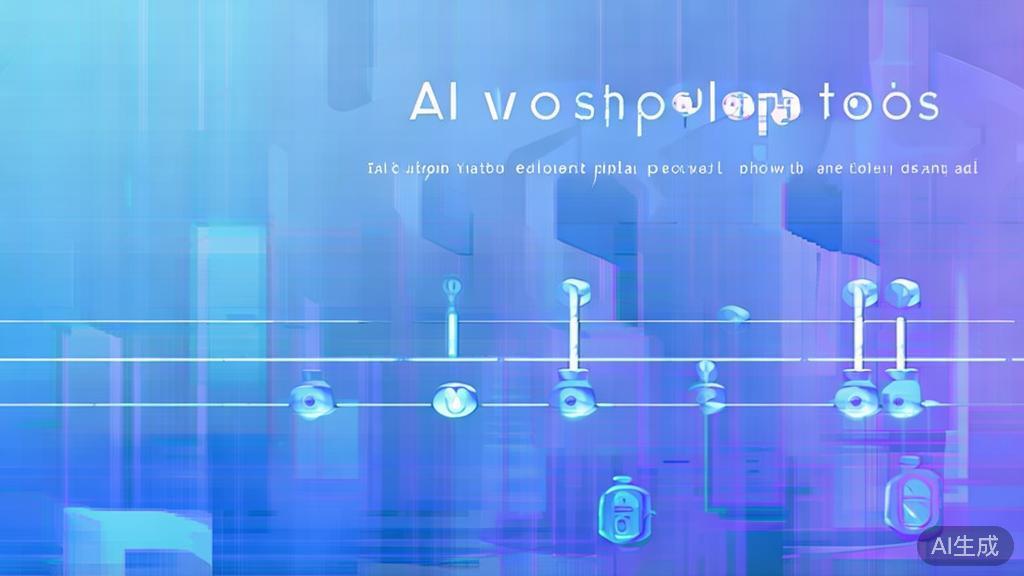 Flat vector illustration of AI painting tool evolution, dashboard style, soft blue gradient