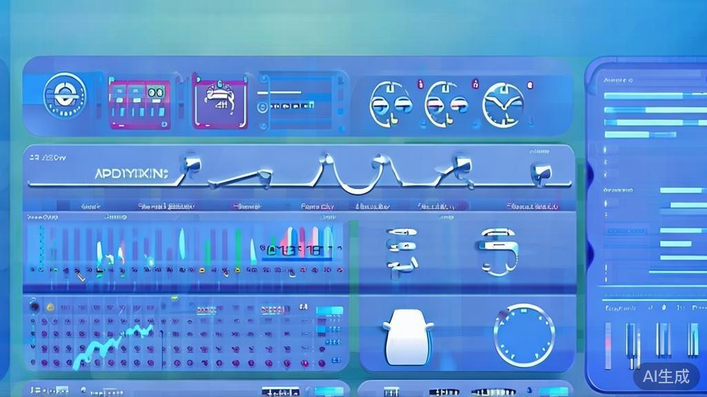 Flat vector illustration of business efficiency, dashboard style, soft blue gradient