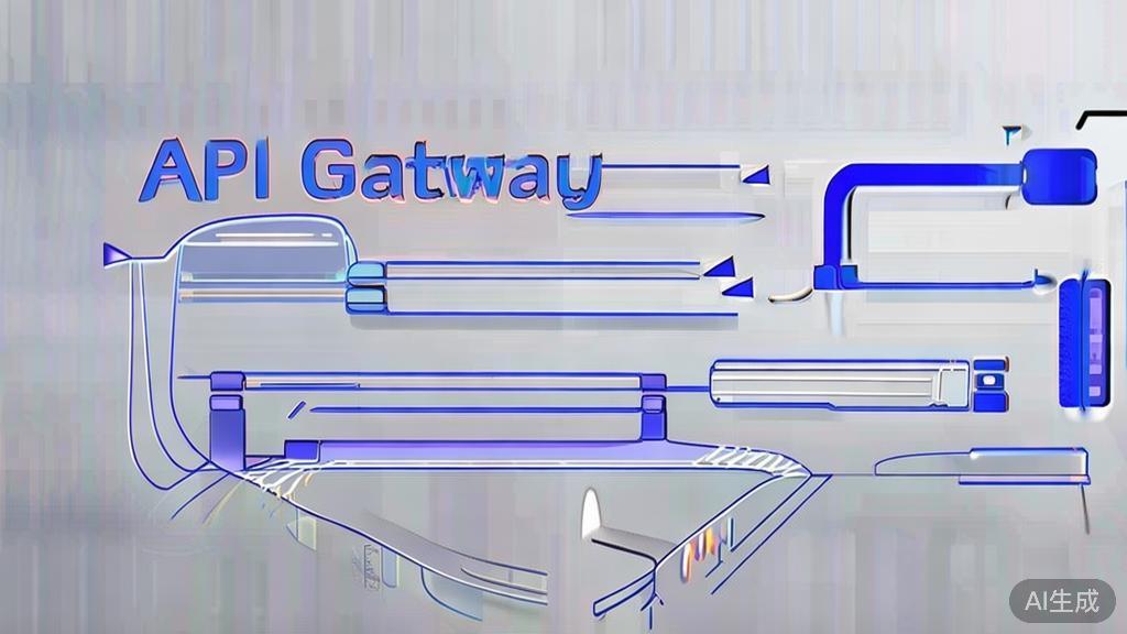 High-quality illustration of API gateway implementation, minimal flat design