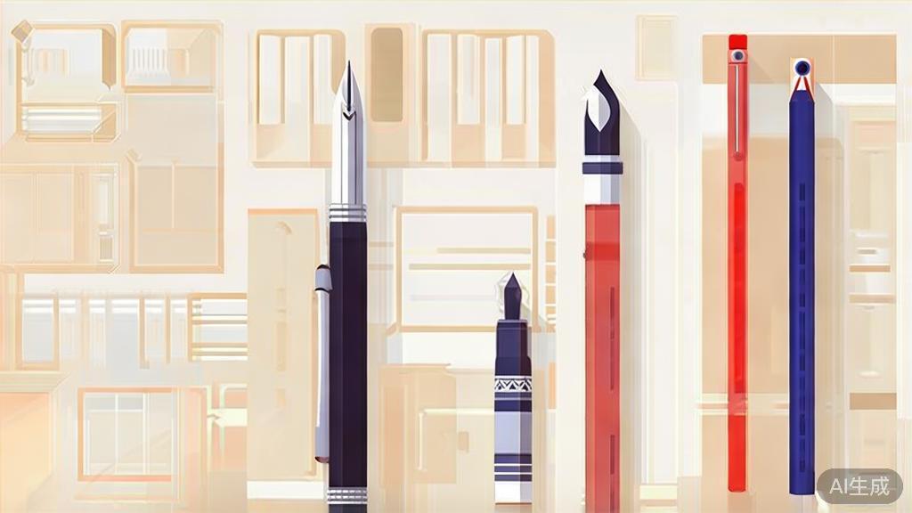 High-quality business illustration regarding traditional writing tools, minimal flat design