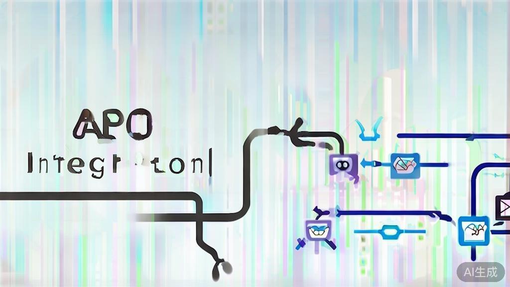 High-quality illustration of API integration process, minimal flat design