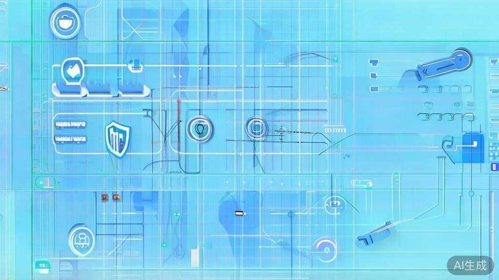 Flat vector illustration of data security and privacy, dashboard style, soft blue gradient