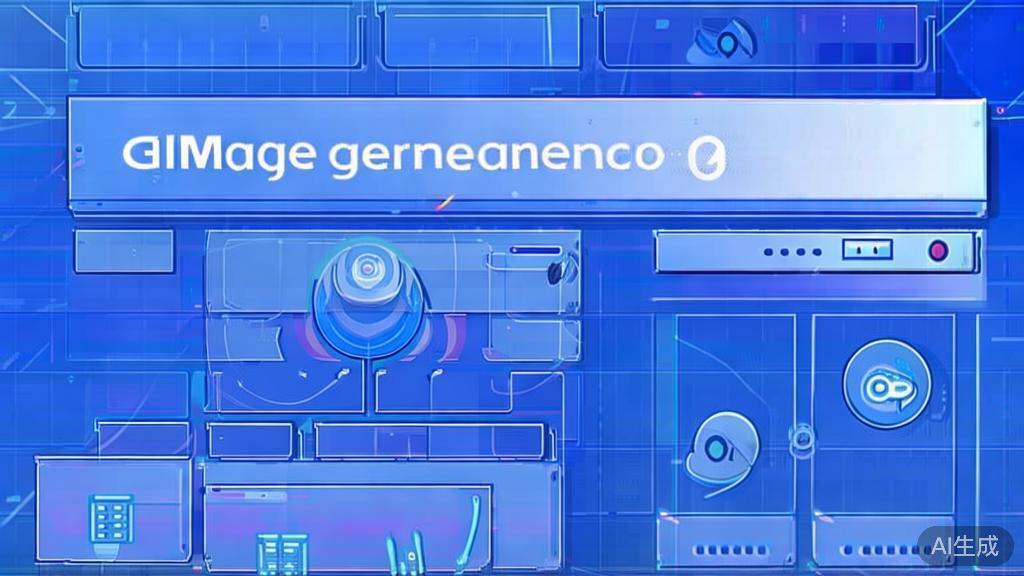 Flat vector illustration of AI image generation concept in Qwen-Image-2.0, dashboard style, soft blue gradient