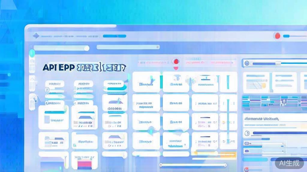 Flat vector illustration of API error handling, dashboard style, soft blue gradient