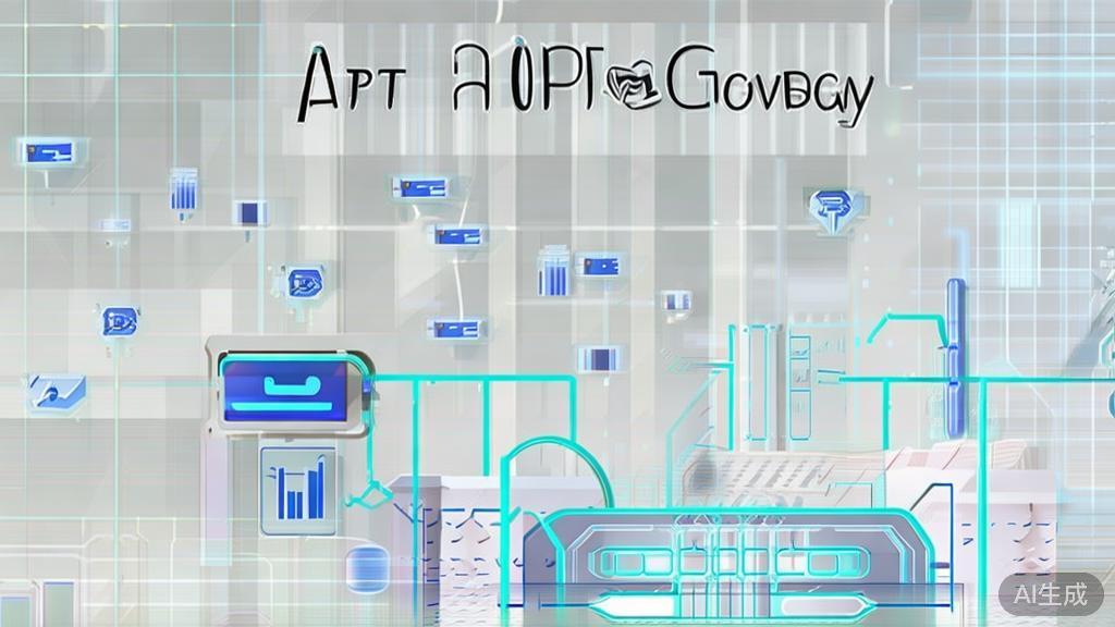 "High-quality business illustration of business automation with API Gateway, minimal flat design"