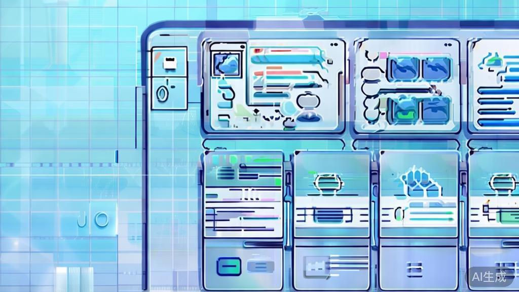 Flat vector illustration of AI painting techniques, dashboard style, soft blue gradient