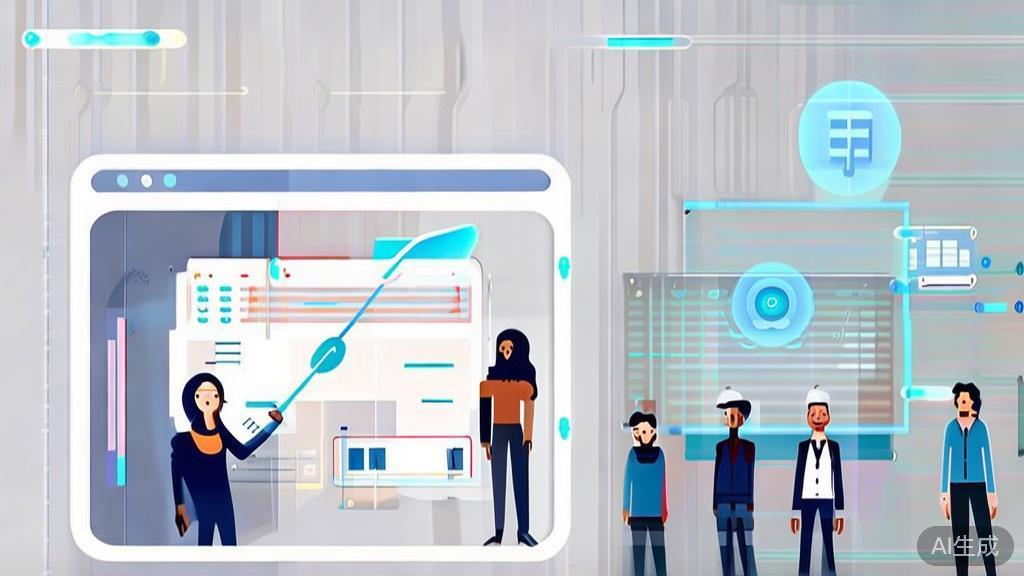 High-quality business illustration regarding user engagement with AI, minimal flat design