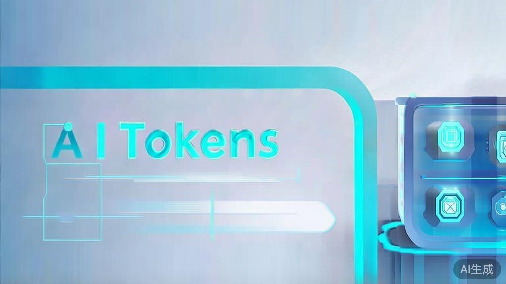 Flat vector illustration of future vision for AI Tokens, minimalist style